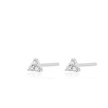 Sterling Silver Sparkling Trinity Stud Earrings, 3 of 4