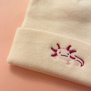 Axolotl Beanie Hat, Axolotl Embroidered Hat, 3 of 3