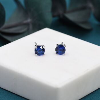 Sapphire Blue Cz Stud Earrings, 2 of 9