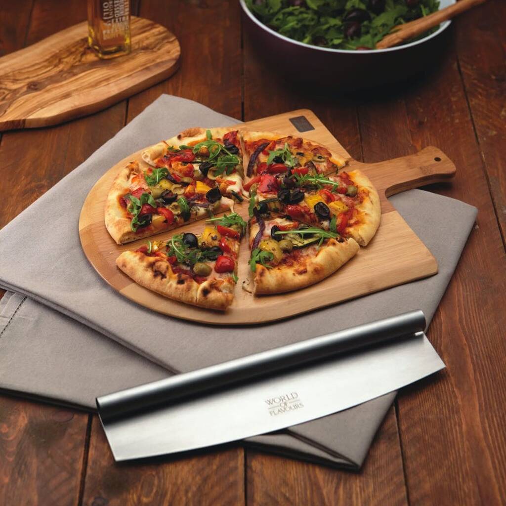 Personalised Pizza Board With Rocking Pizza Knife, 1 of 3