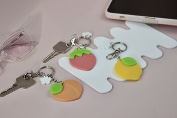 Fruit Keyring With Lemon, Strawberry Or Peach Charm, 8 of 9