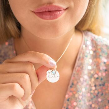 Esme Birthday Disc And Birthstone Name Necklace, 5 of 12