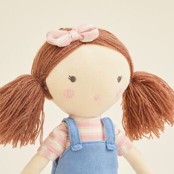 Personalised Soft Doll In Denim Dungarees, 3 of 4