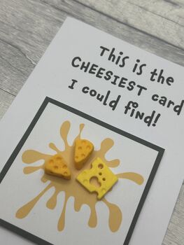 Cheese Polymer Clay Birthday Card Handmade, 3 of 12