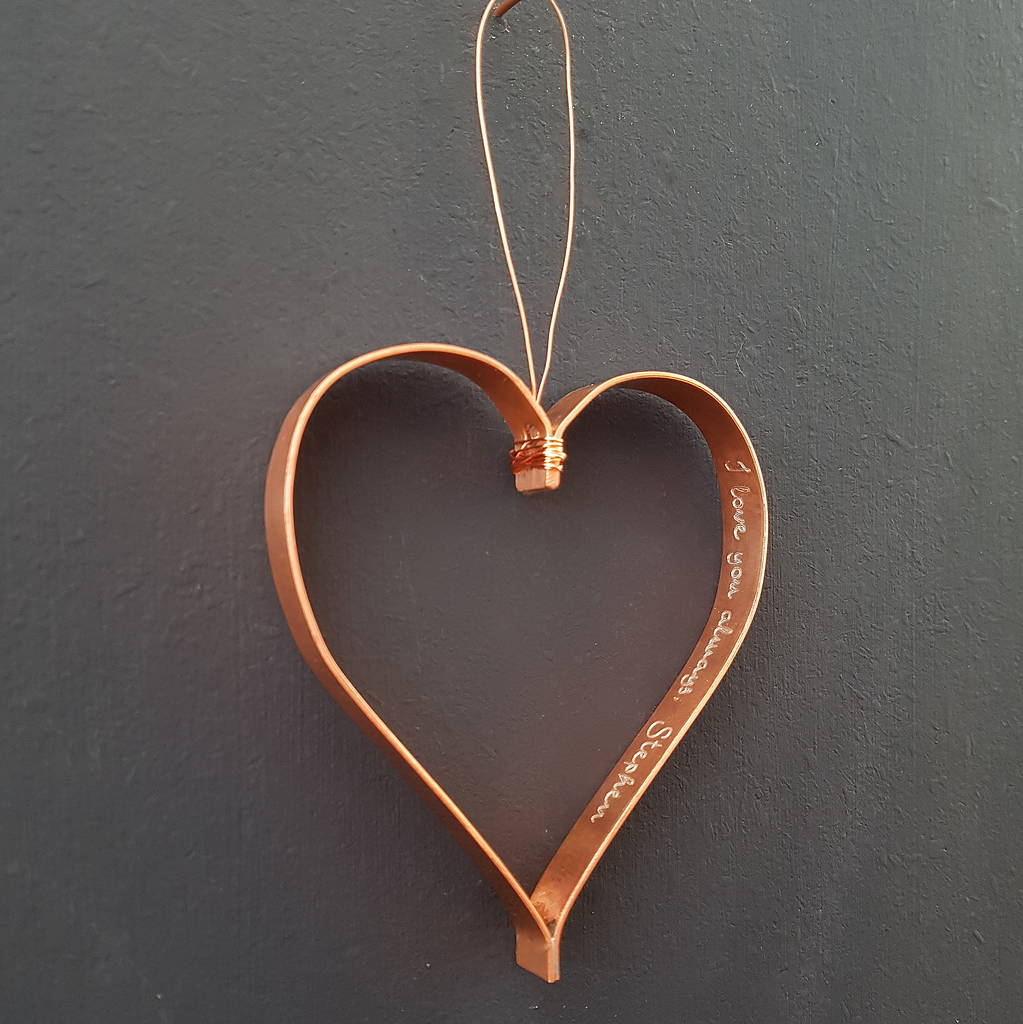secret message handmade solid copper heart by winning works