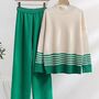 Green Free Size Long Sleeve Knitted Co Ord Set, thumbnail 1 of 5