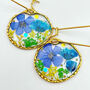 Pressed Blue Flowers Dangle Earrings Silver Or Gold, thumbnail 1 of 11