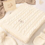 Unisex Luxury Cable Knitted Baby Blanket, thumbnail 9 of 12