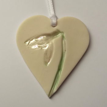Handmade Hanging Heart Decoration With Snowdrops, 6 of 6
