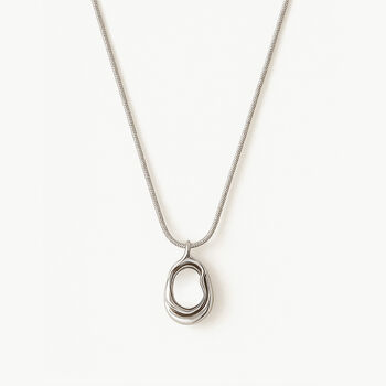 Men’s Abstract Melted Ring Pendant Necklace, Jewellery Gift For Him, 2 of 4