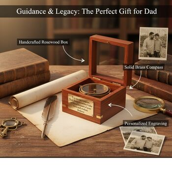 Custom Engraved 60th Anniversary Gimbal Compass Gift, 10 of 12