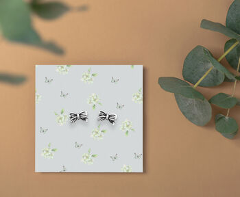 Sterling Silver Bow Stud Earrings, 2 of 5