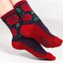 Women's Bamboo Socks Red English Rose, thumbnail 1 of 5