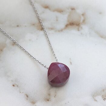 Ruby Teardrop July Birthstone Necklace, Silver, 4 of 6