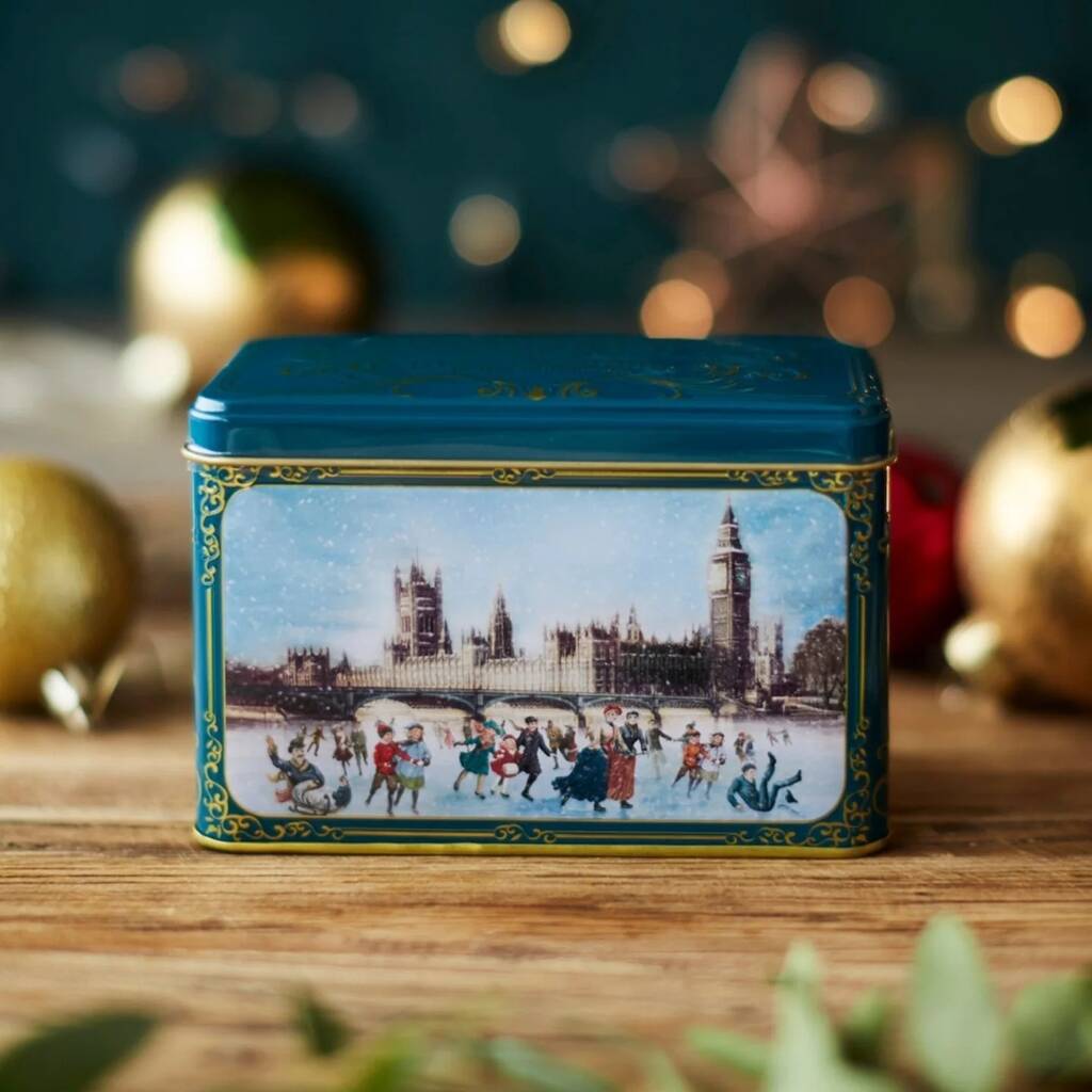 Victorian Christmas Skaters Tea Tin With 40 Teabags, 1 of 3