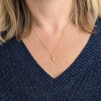 The Tiny Turtle Necklace 18ct Gold Plated, 2 of 3