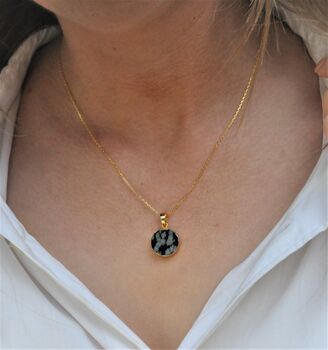 Snowflake Obsidian Necklace Gold Plated, 2 of 3