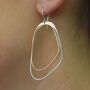 Sterling Silver Long Drop Double Hoop Earrings, thumbnail 2 of 5