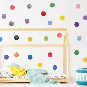 Rainbow Polka Dots Watercolour Fabric Stickers Set, 2 of 5