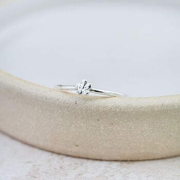 Sterling Silver Mini Flower Charm Ring, 2 of 3