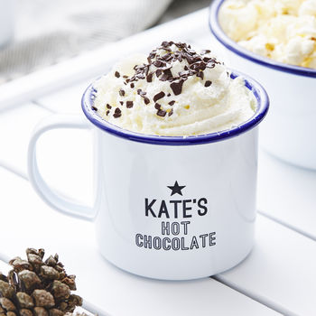 Hot Chocolate Personalised Enamel Mug, 3 of 5