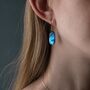 Blue Dichroic Glass Sterling Silver Drop Earrings, thumbnail 1 of 12
