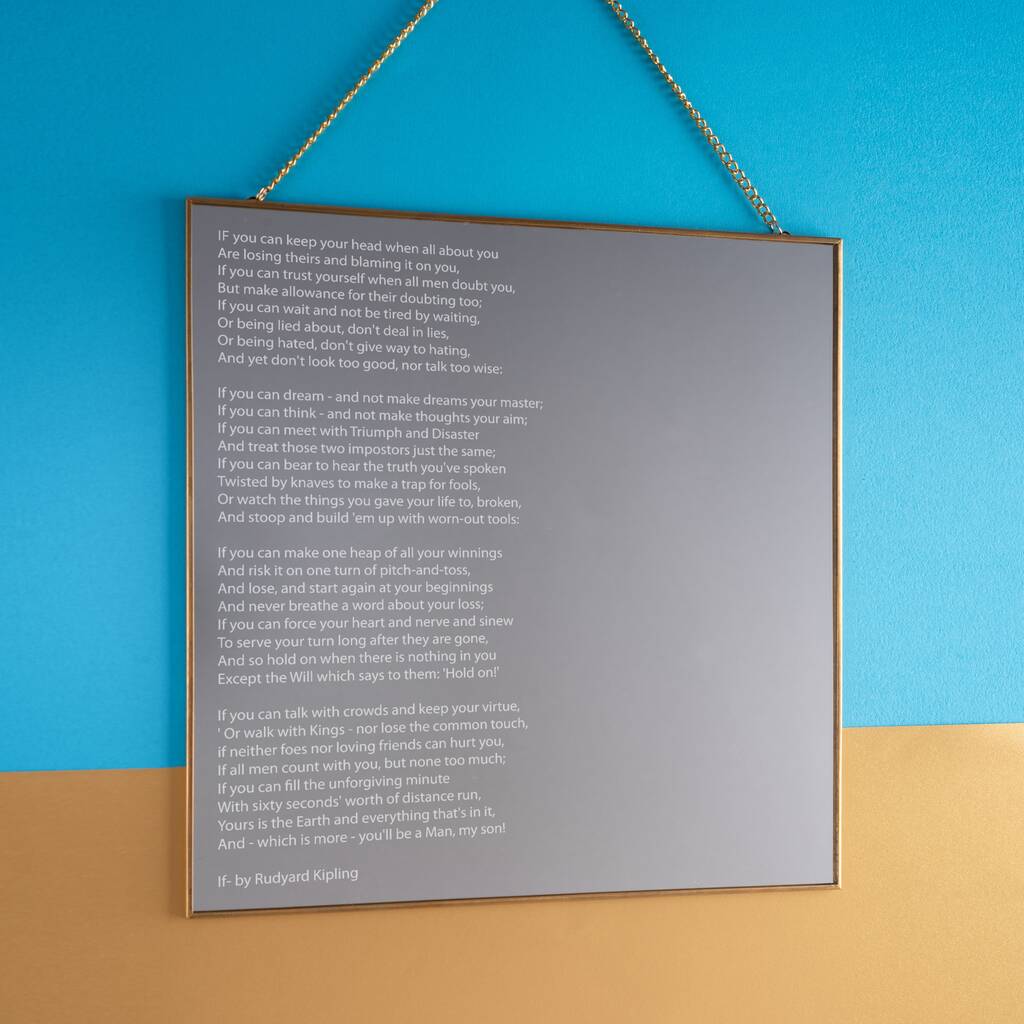 Engraved Square Mirror With Song Lyrics / Poem