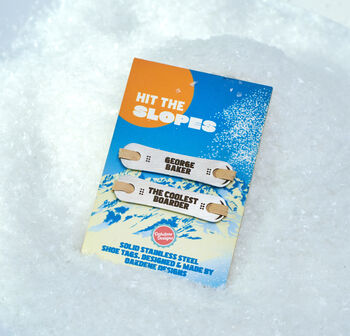 Personalised Snowboarding Metal Shoe Tags, 2 of 5