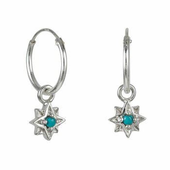 Guiding North Star Emerald Mini Hoops Silver, 6 of 8
