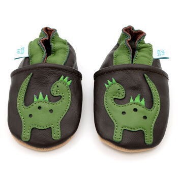 Dotty Fish Dinosaur Soft Leather Baby Shoes With Barefoot Soles, 6 of 8