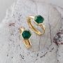 Green Onyx Tiny Hexagon Hoop Earrings 18ct Gold Plated, thumbnail 6 of 8