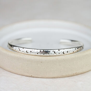 Sterling Silver Starry Night Print Cuff, 3 of 4