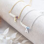 Asymmetric Pearl And Birthstone Initial Necklace, thumbnail 7 of 11