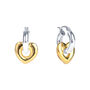 Mixed Metal Puffy Heart Hoop Earrings, thumbnail 4 of 5