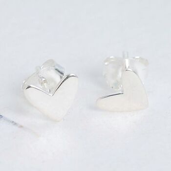 Tiny Sterling Silver Sweetheart Earrings, 4 of 7