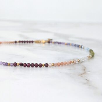 Chakra Energy Balance Gemstone And Gold Bead Necklace, 3 of 10