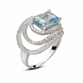 Blue Topaz 925 Sterling Silver Statement Ring, 3 of 5