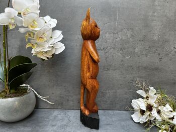 32cm Handcarved Yoga Cat Wooden Ornament Gift Decor, 7 of 12