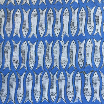 Block Printed Pyjamas Blue Fish, 4 of 4