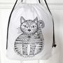 Drawstring Bag To Colour In With Cat, thumbnail 1 of 6