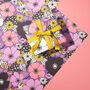 Purple Vintage Floral Pattern Wrapping Paper, thumbnail 4 of 7