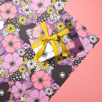 Purple Vintage Floral Pattern Wrapping Paper, 4 of 7