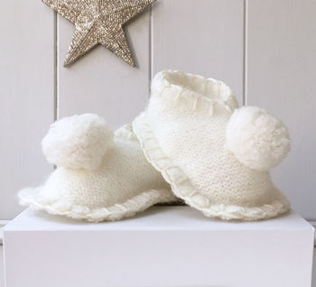Personalised Cashmere Pom Pom Slippers For Baby, 2 of 11