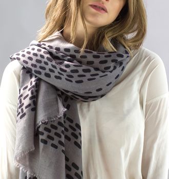 Personalised Grey And Black Wool Mix Scarf, 2 of 4