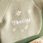 Personalised Baby Cardigan With Daisy And Name Embroidery, thumbnail 2 of 12