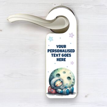 Personalised Astronaut Sleeping Moon Door Hanger Gift, 2 of 3