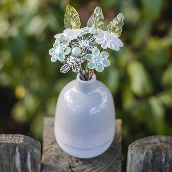 Grey Glitter Glass Flowers With Grey Ceramic Vase, 2 of 10