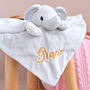 Personalised Grey Plush Elephant Baby Comforter, thumbnail 1 of 6