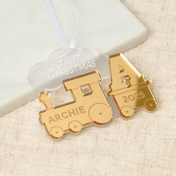 Personalised Train First Christmas Hanging Decoration, 2 of 2