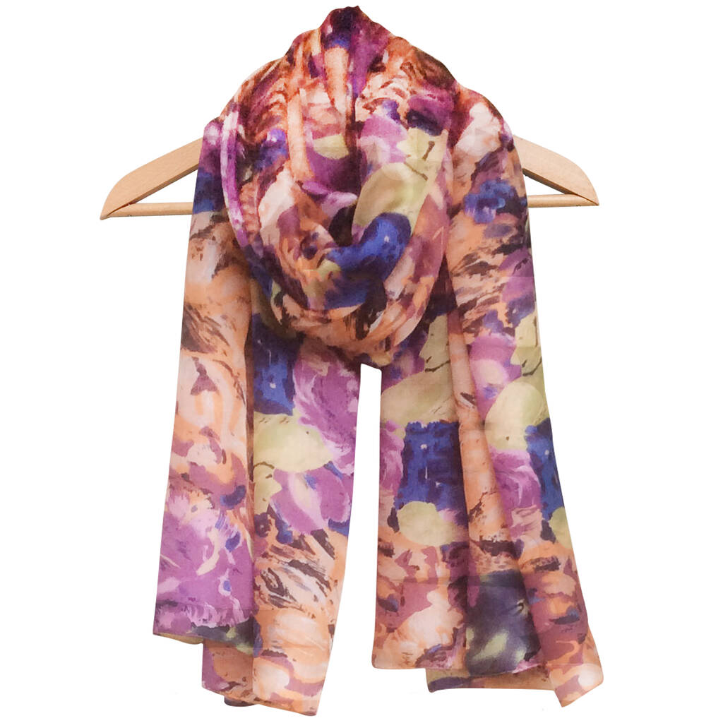 Large 'Flowers' Pure Silk Scarf By Wonderland Boutique ...